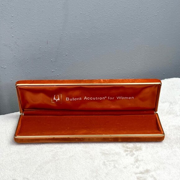 Vintage Bulova Accutron Women Orange Velvet Watch Box Case  EMPTY - Picture 6 of 7